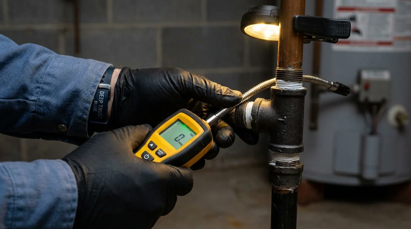 Gas leak detection with electronic sniffer by Johns Plumbing LLC in Safford