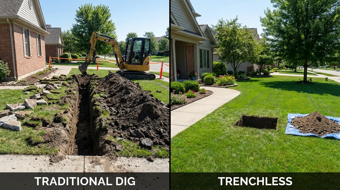 Trenchless sewer repair with minimal yard damage versus traditional excavation in Safford, AZ